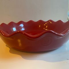 Emile Henry French Ceramic Artisan  apple Embossed Ruffled Pie Dish