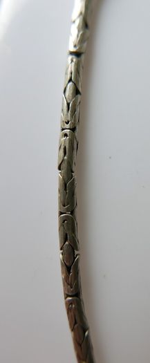 Vintage heavy 925 Sterling Silver 5mm round Byzantine Chain Necklace length 20" - 39g