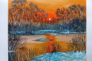 Original Sunset Landscape Acrylic Painting
