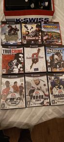 Nintendo GameCube. Controllers x2. Memory card x2. Games x9.
