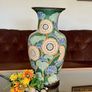 Large Vintage Sunflower Floor Vase Stone Ware Floral Umbrella Stand Image 9