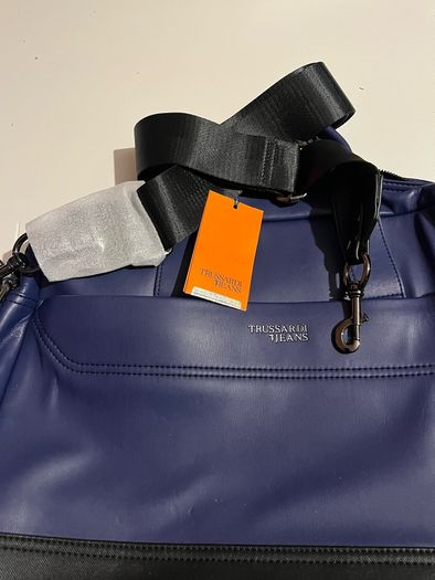 Trussardi Jeans leather business Brief Case laptop shoulder travel Bag brand new with tag