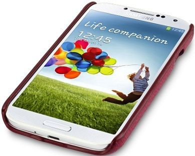 New Samsung I9500 Galazy S4 Covert Pu Leather Back Case Cover Leopard Print / Red Textured Design