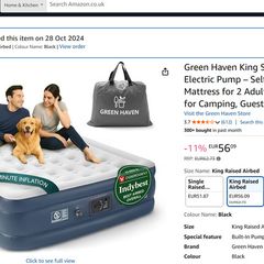Haven King Size Raised Air Bed with Built-In Electric Pump
