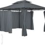 Gazebo 3 x 4 m Water-Repellent Metal Garden Stable Robust Side Walls Garden Image 5