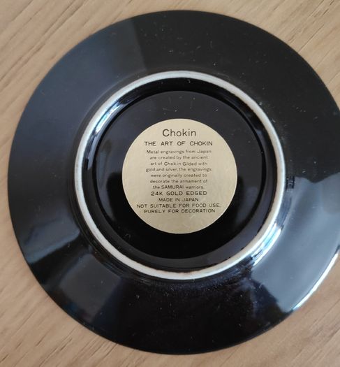 The Art of Chokin  24K gold  Edged small plate with wheelbarrow