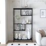 Black Bookshelf, Industrial Bookcase Open Storage Shelves with Metal Frame, Freestanding Display Rack Tall Shelving Unit for Living Room, Bedroom, Office, Black Image 7