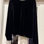 ladies dressy black velvet top embellish with faux pearls at neck q Image 2