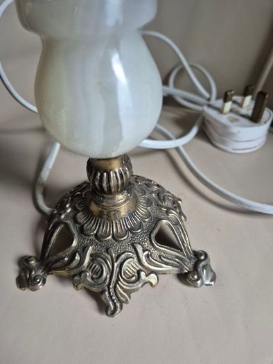 Vintage Mid Century marble.onyx brass gold metal ormate lamp base