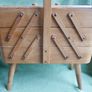Vintage sewing box, mid century sewing basket wooden sewing box, wooden fold out box Image 2