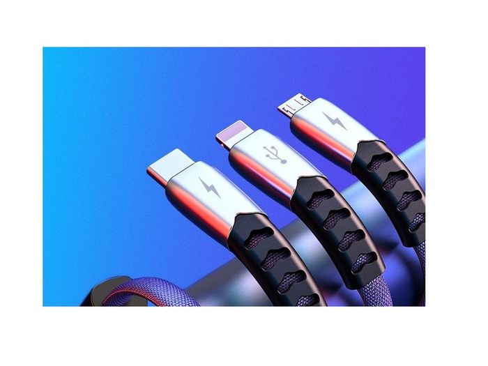 New 1.2m Premium Fast 3 in 1 for iPhone Type C Micro USB Cable Charger #912