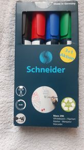 Schneider 3+1 Whiteboard and Flipchart Marker Pens Medium Bullet Assorted Colours Pack of 4 Home Office School College