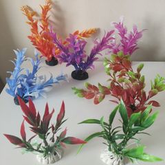 Plastic Aquarium Decorations Multicolor Artificial Plants