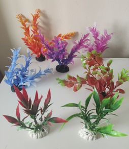 Plastic Aquarium Decorations Multicolor Artificial Plants