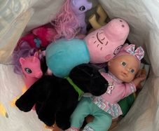 Bag of teddies and dolls and my little pony