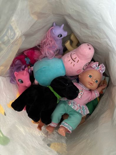 Bag of teddies and dolls and my little pony