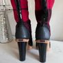 Michael Kors Red and Black Tartan Boots Size 7 Image 4