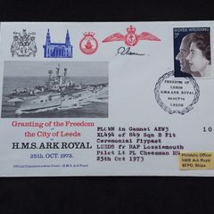 Great Britain Stamps : HMS Ark Royal - Freedom of The City of Leeds , " Signed " Commemorative Cover , 1973