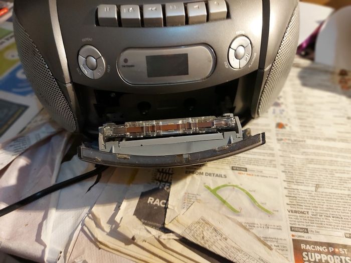 Logik CD Stereo With Cassette, Model LCCSTR10, in good condition, Radio and CD work fine, Tape play button not staying engaged, Forward and rewind work