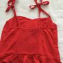 Red linen top. Elasticated back. Size L Image 3