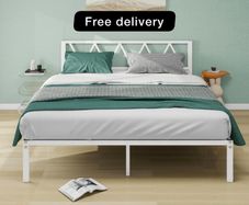 King Size Bed Frame with Headboard, Heavy Duty Metal Bed Frames