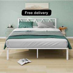 King Size Bed Frame with Headboard, Heavy Duty Metal Bed Frames
