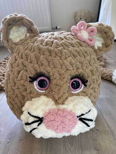 Hand-Crocheted Cat Rug. Cozy, Cute and Cuddly