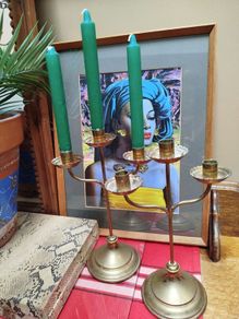 Pair Brass Candlestands