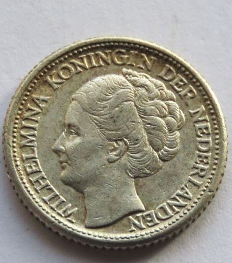 Dutch Silver 25 Cents Netherlands 1944 WW2