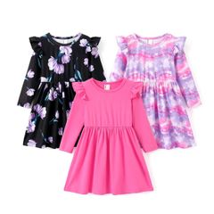 Brand New PATPAT Girls' Dress Set - Classic 3-Piece Long Sleeve