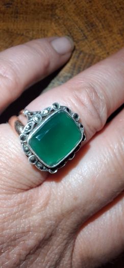 9ct Gold Silver Agate Ring