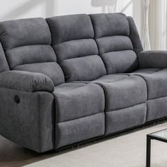 3 Seater Fabric Recliner Sofa, Grey