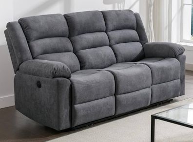 3 Seater Fabric Recliner Sofa, Grey