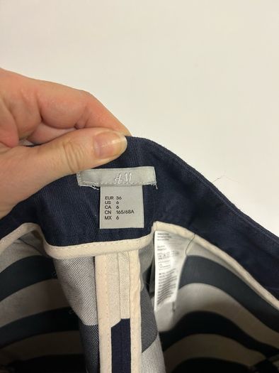 H&M navy/cream striped shorts, size Eur 36. (Uk8)