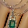 Beautiful Emeraldine & Zircon Pendant in Rhodium Plated Sterling Silver Image 7