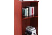 Podium Stand, 47 in Hostess Stand with 4 Rolling Wheels, Wood Podium with Storage Shelves, and Slant Desktop, Lecterns &amp; Podiums for Church