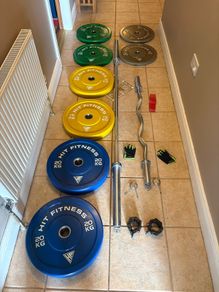 Colour Bumper Olympic Bumper Weight Plates, Olympic Ez Curl Bar, High End Olympic Barbell And More!!