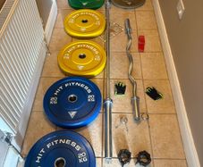 Colour Bumper Olympic Bumper Weight Plates, Olympic Ez Curl Bar, High End Olympic Barbell And More!!