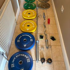 Colour Bumper Olympic Bumper Weight Plates, Olympic Ez Curl Bar, High End Olympic Barbell And More!!