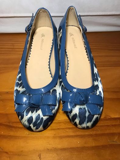 Ladies' Blue Leopard Print Flat Pumps UK4 EUR37      S-E