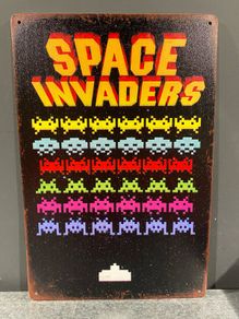 Space Invaders game Tin Metal Sign