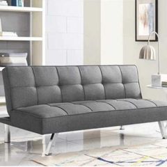 Comfy Grey 3-Seater Sofa Folds Out Handy, 180cm