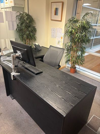 Black wooden desk