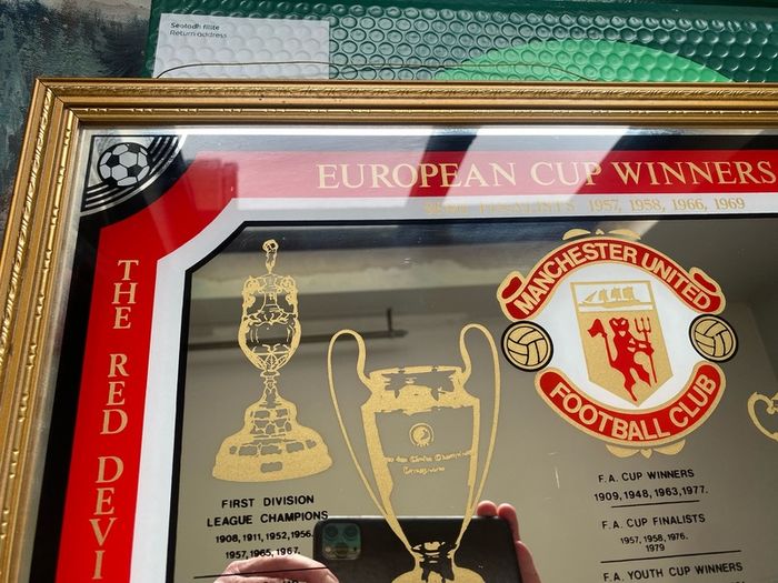 1968 Manchester United European Cup Winners Mirror Plaque