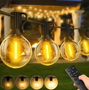 Outdoor Festoon Light Mains Powered with Timer & Dimmable 15M String Lights LED Bulb Shatterproof, Waterproof Garden Lights for Outside Pergola Party Gazebo