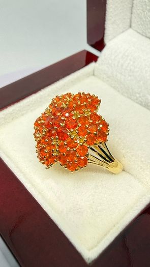 Silver D'joy 1.88 Ct Floral Opal Ring in 18K Yellow Gold Vermeil