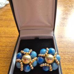 Vintage Clip on Blue Earrings