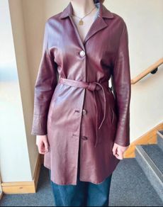 Vintage real leather trench coat from the late 90s - Size S/8