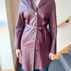 Vintage real leather trench coat from the late 90s - Size S/8