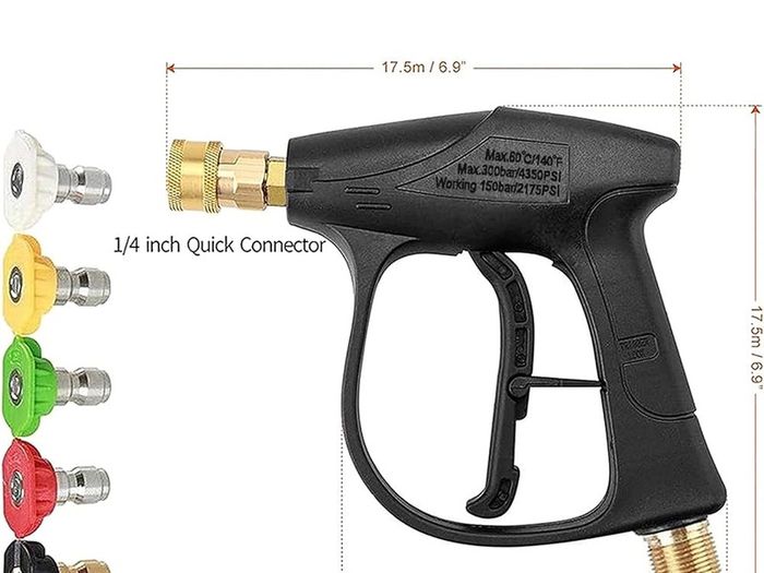 NEW SALE | High Pressure Washer Gun with 5Pcs Spray Nozzles, 4350 PSI 1/4" Quick Release Car Washer Gun, Power Short Spray Gun M22 Metric Thread for Car Cleaning